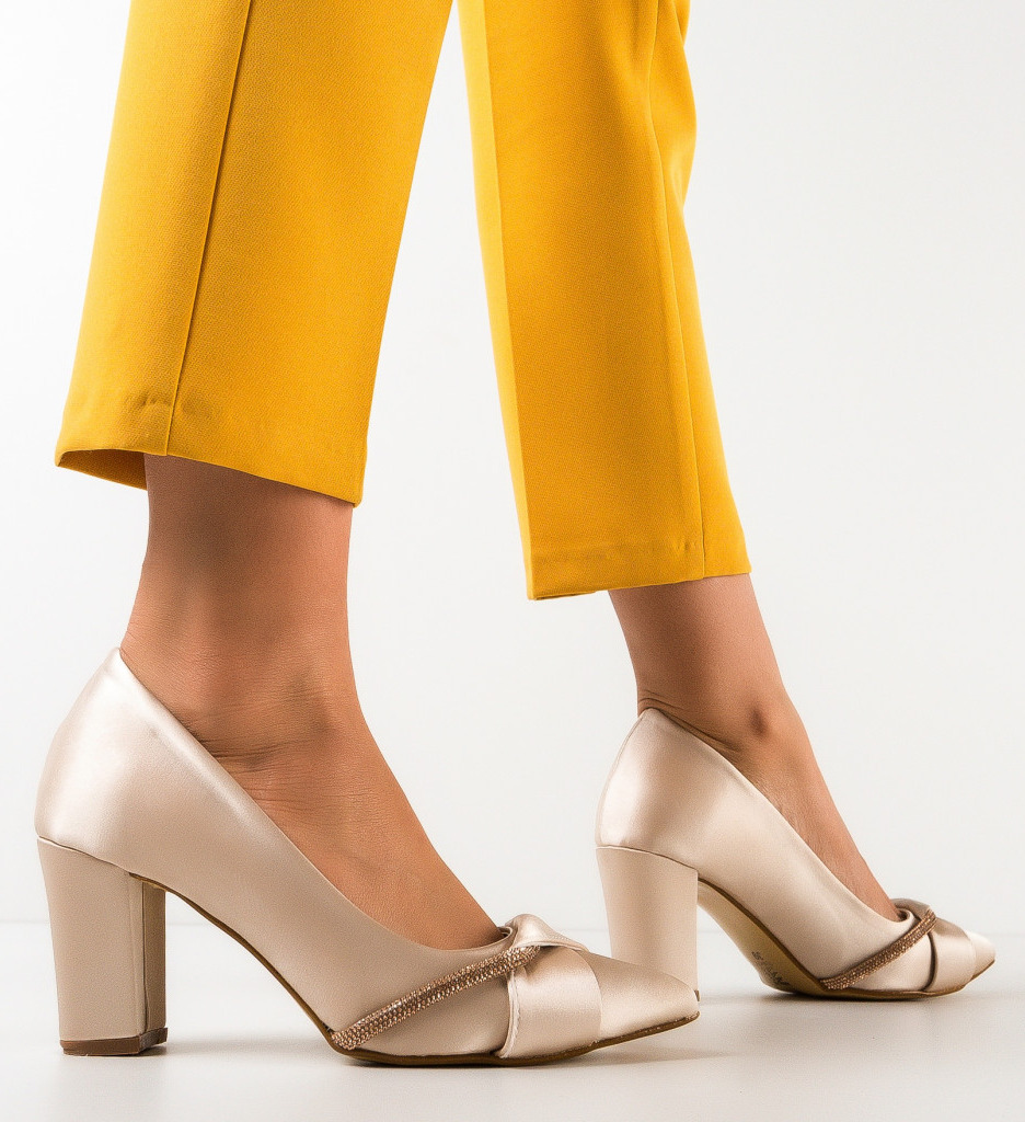 Pantofi cu Toc Urama Bej - Eleganță - imagine 4