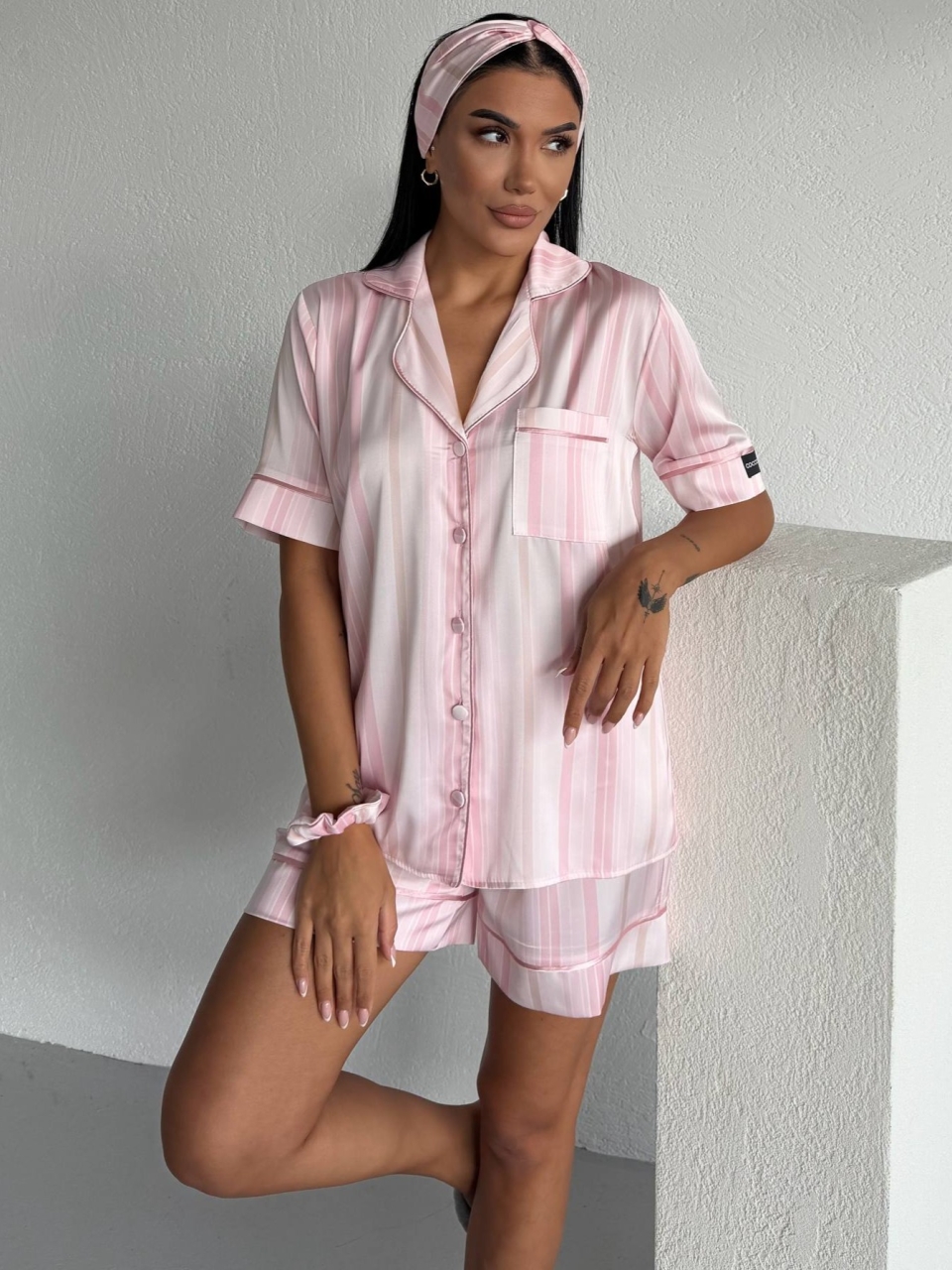 Pijama Dama 2 Piese Roz Satin Mat | Delis