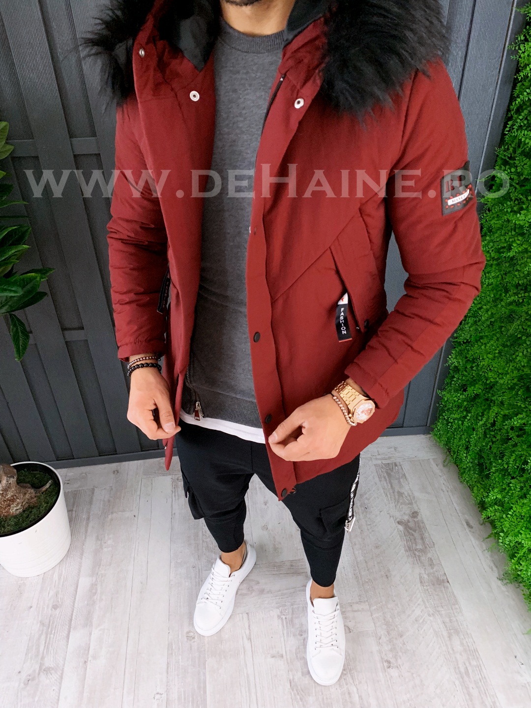 Geaca barbati de iarna grena slim fit A8036 D0-3