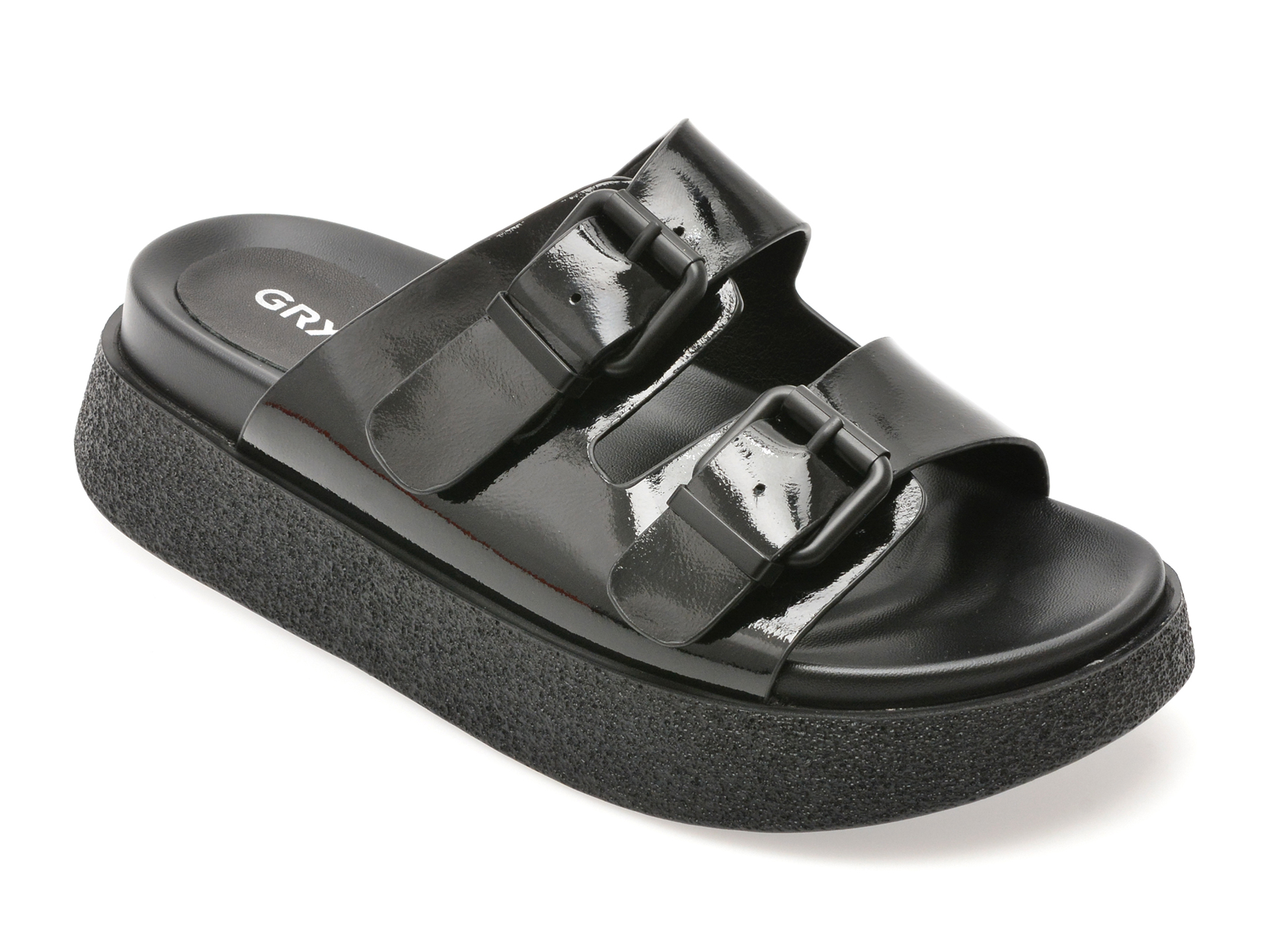 Papuci GRYXX Negri Piele Lacuită Eleganți