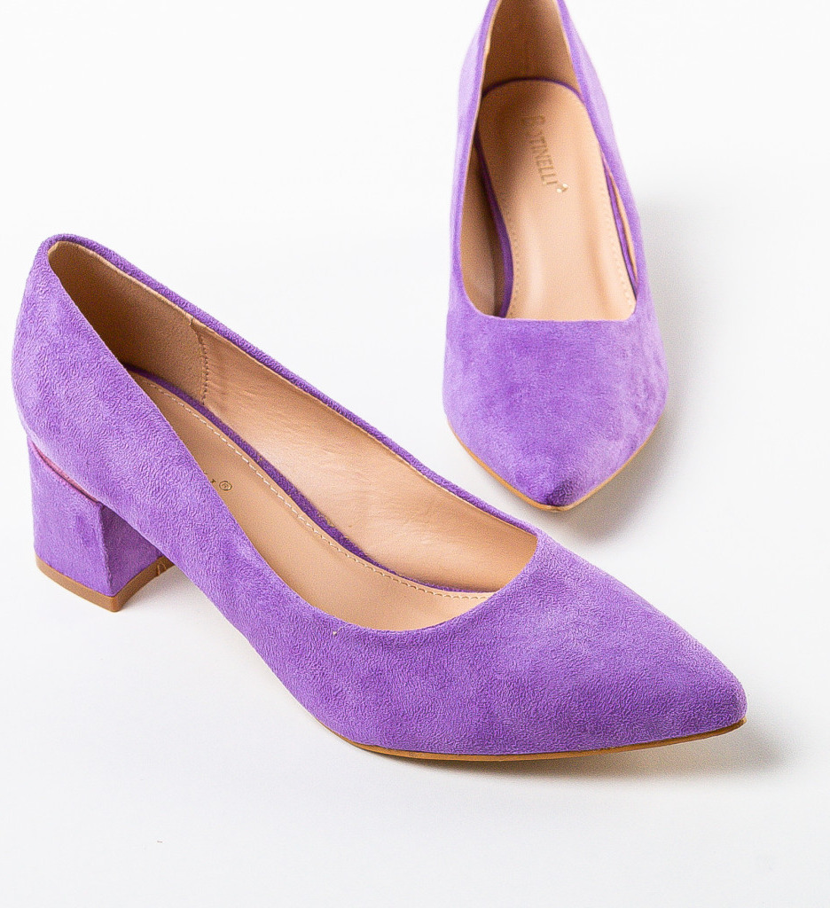 Pantofi Brandy Mov Eleganți cu Toc - imagine 8