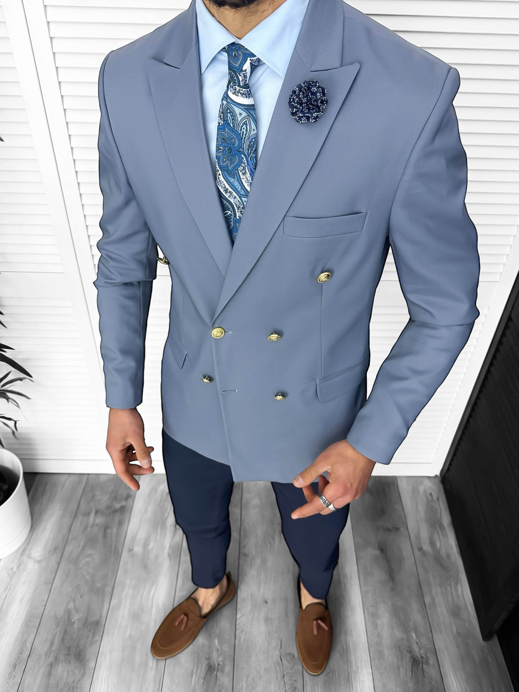 Sacou Barbati Slim Fit Gri - Stil Modern