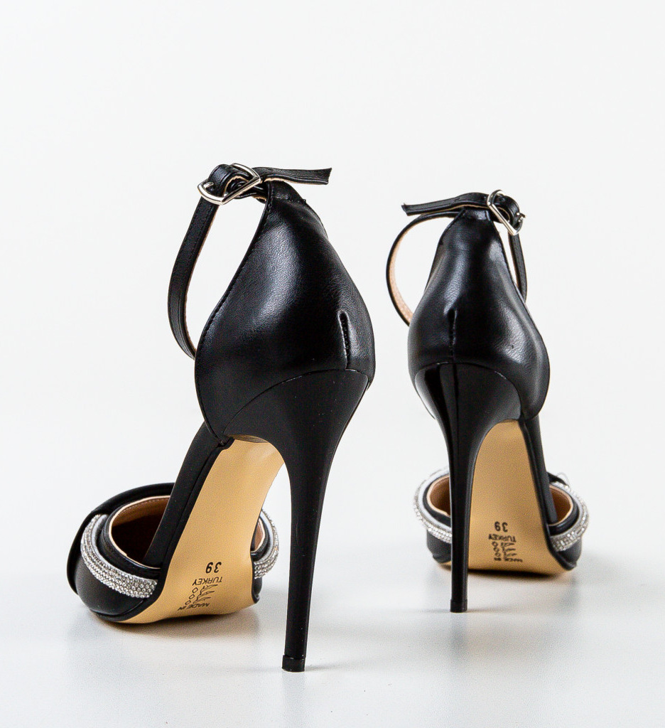 Pantofi Urahag Negri Eleganți cu Toc - imagine 6