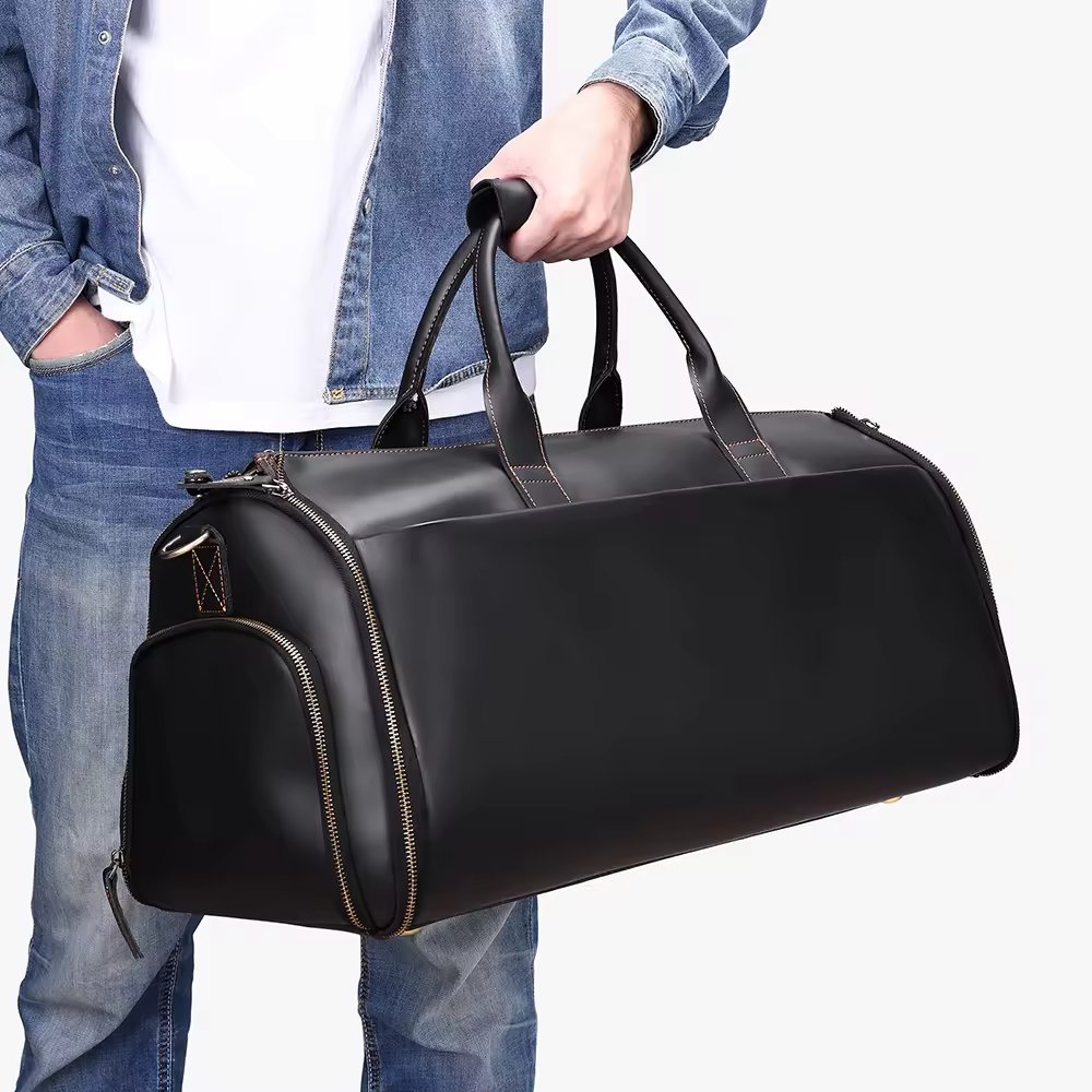 Geanta Călătorie Delis Piele Naturală Negru - imagine 3