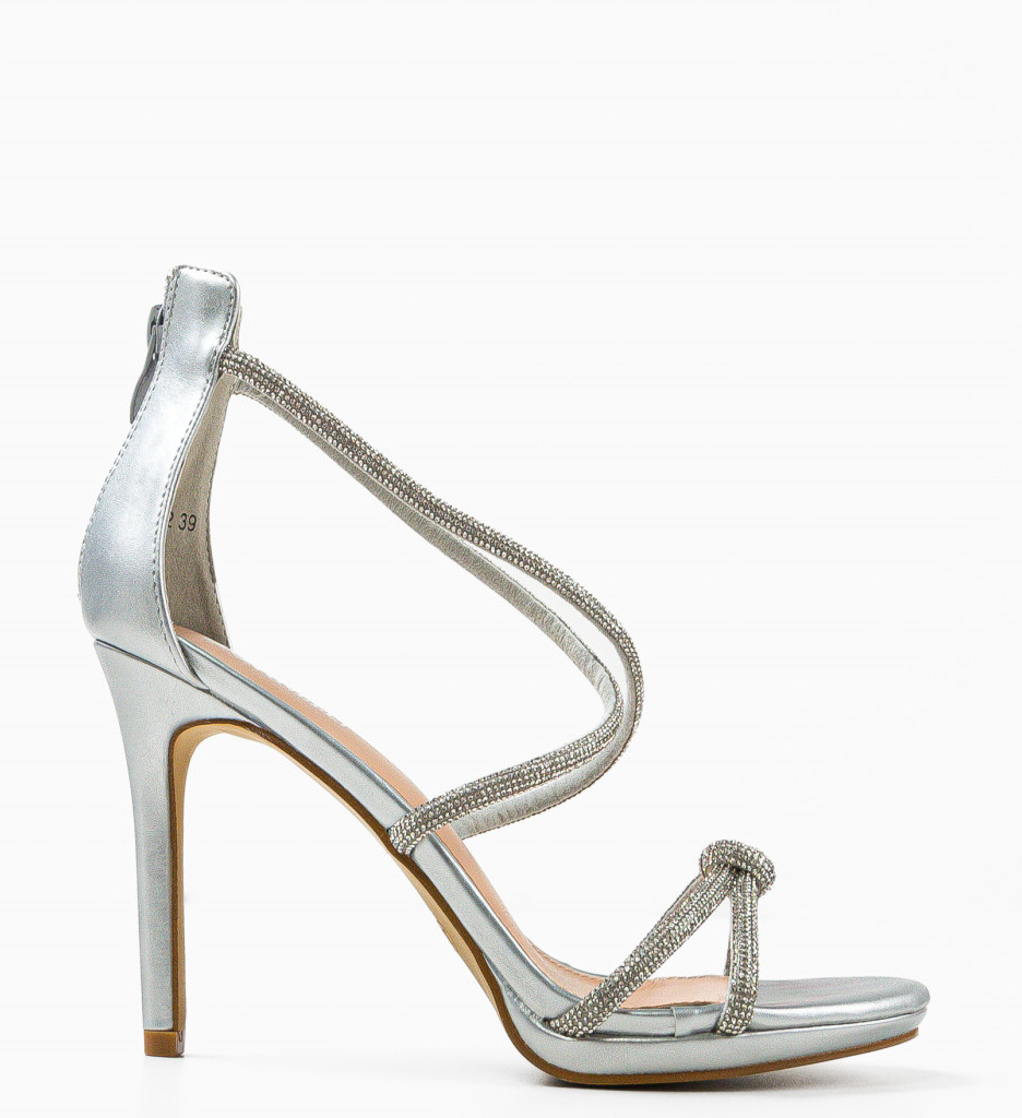 Sandale Toc Argintii Elegante - Stil Feminin - imagine 5