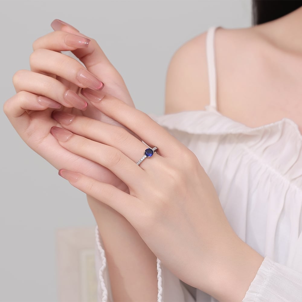 Inel Argint Elegant cu Piatra Albastra | Delis - imagine 2