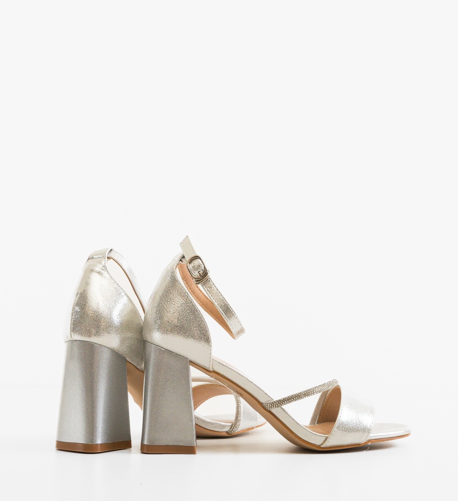 Sandale Dama Lyly Argintii cu Toc Elegante - imagine 3