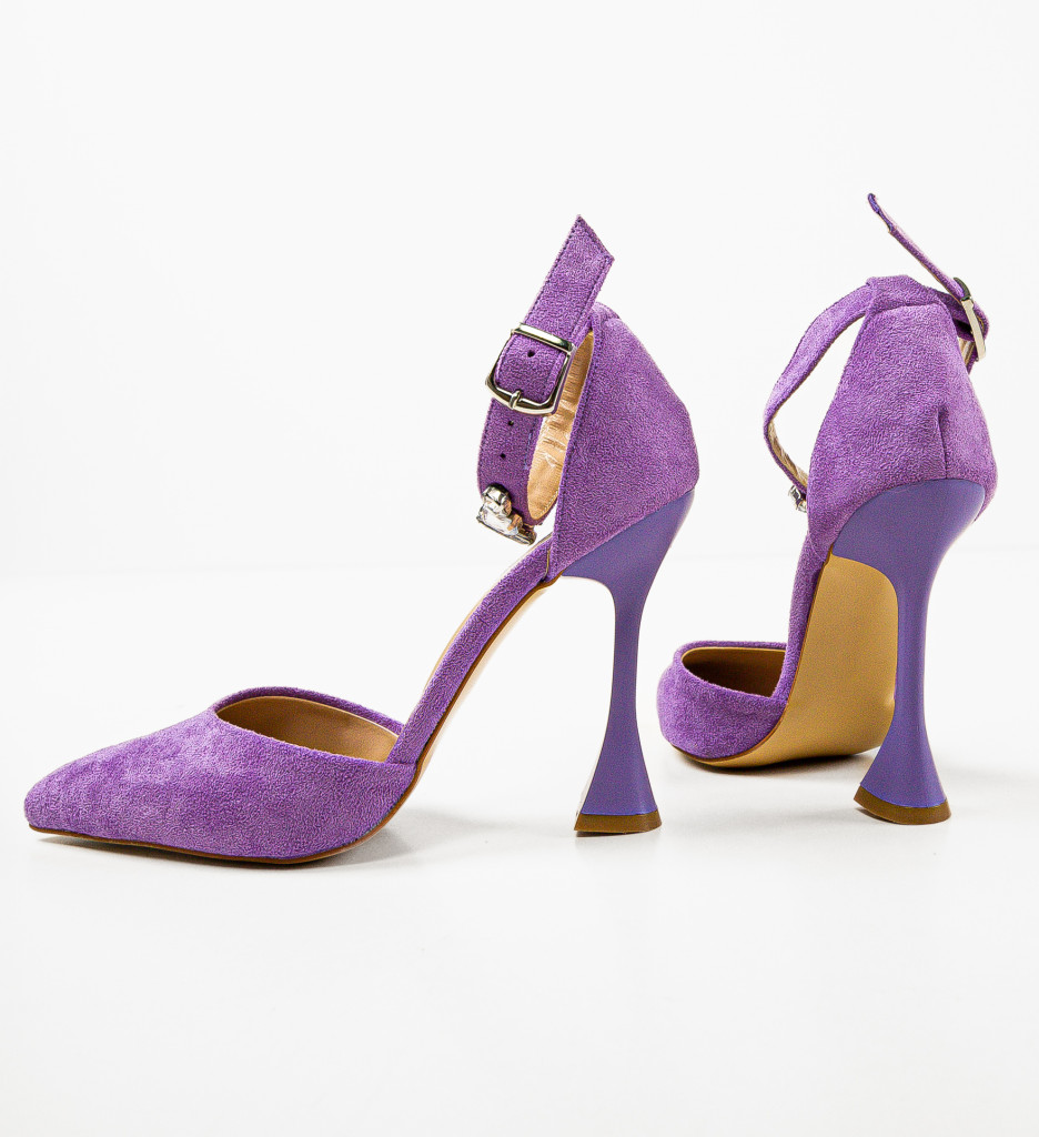 Pantofi dama Kobe Mov eleganți cu toc - imagine 6