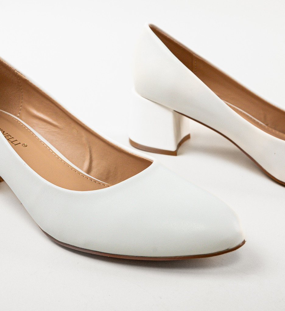 Pantofi Bubay Albi cu Toc - Eleganță și Stil - imagine 6