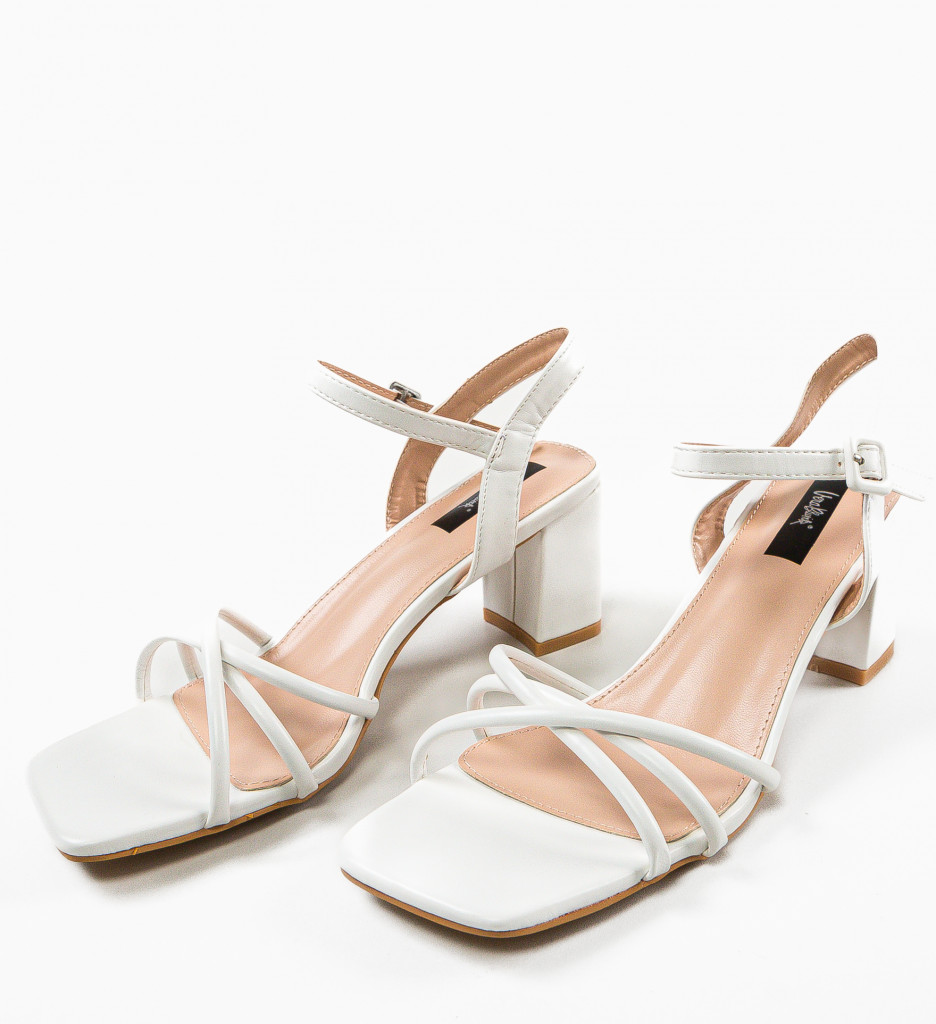 Sandale cu Toc Mpho Albe | Eleganță și Stil - imagine 6
