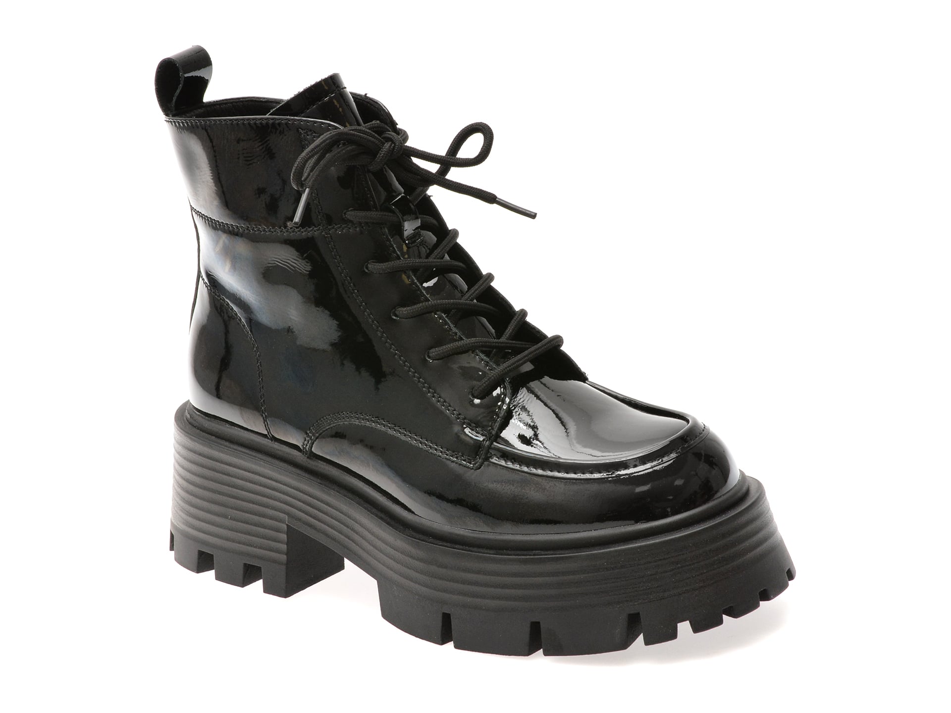 Ghete Flavia Passini negre din piele lacuită