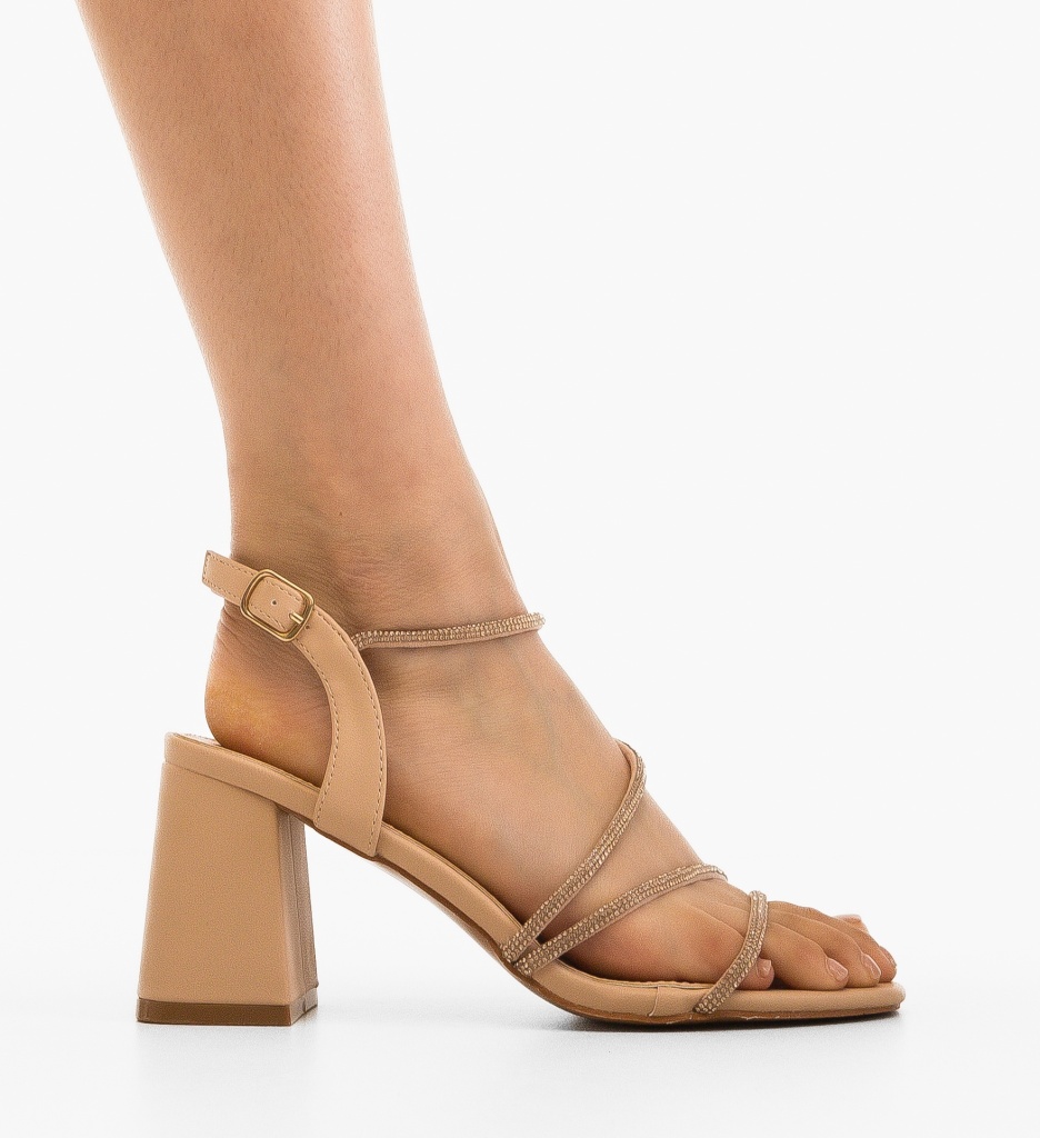 Sandale cu Toc Rolo Nude - Eleganță și Confort - imagine 5