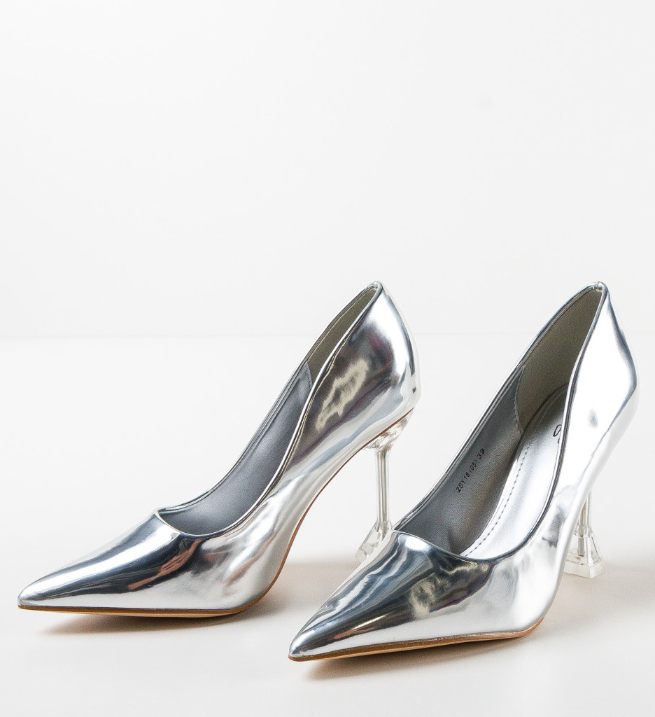 Pantofi Dama Luso Arginti cu Toc Elegant - imagine 5