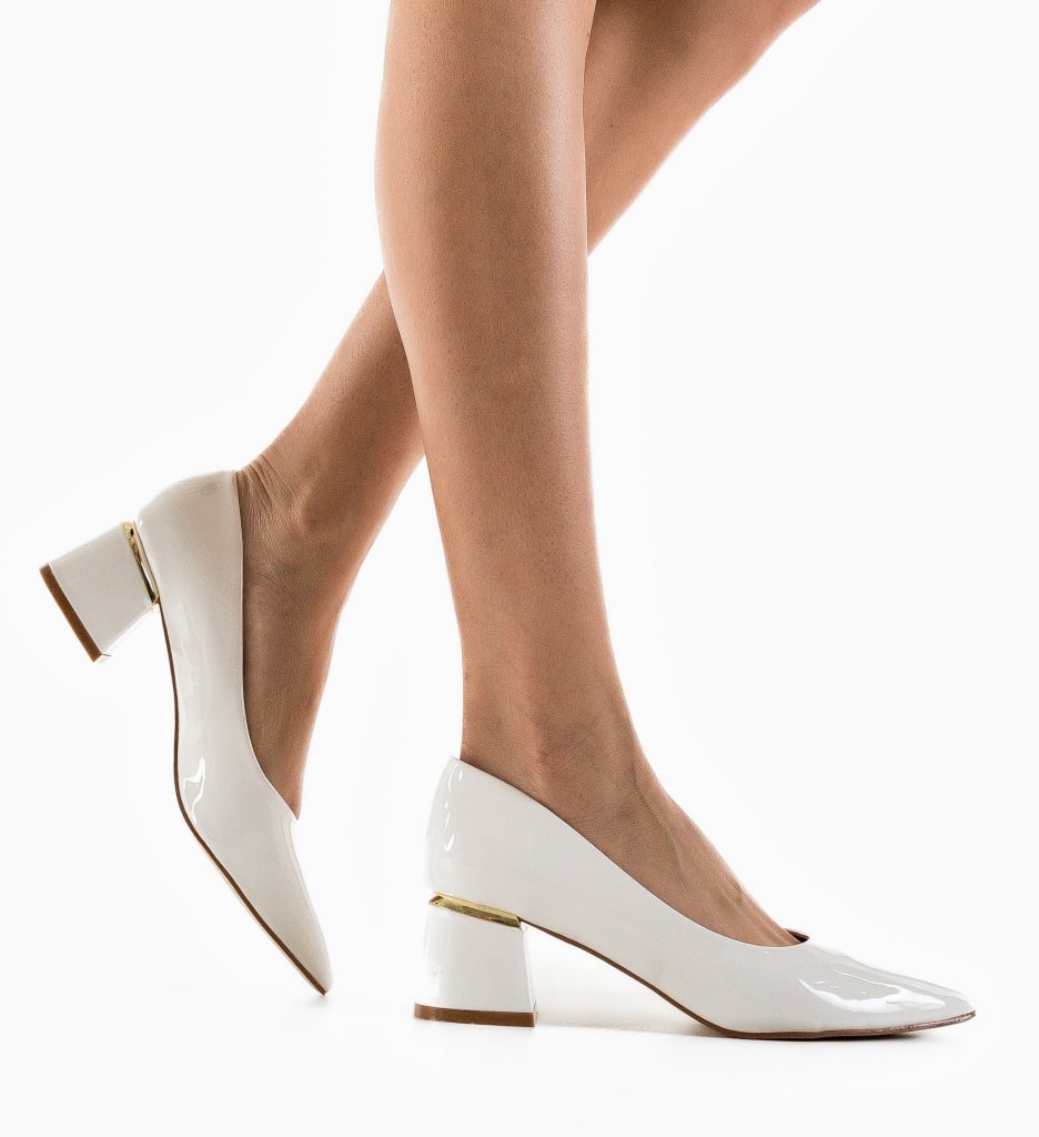 Pantofi dama Fedlimi Albi cu toc elegant - imagine 4