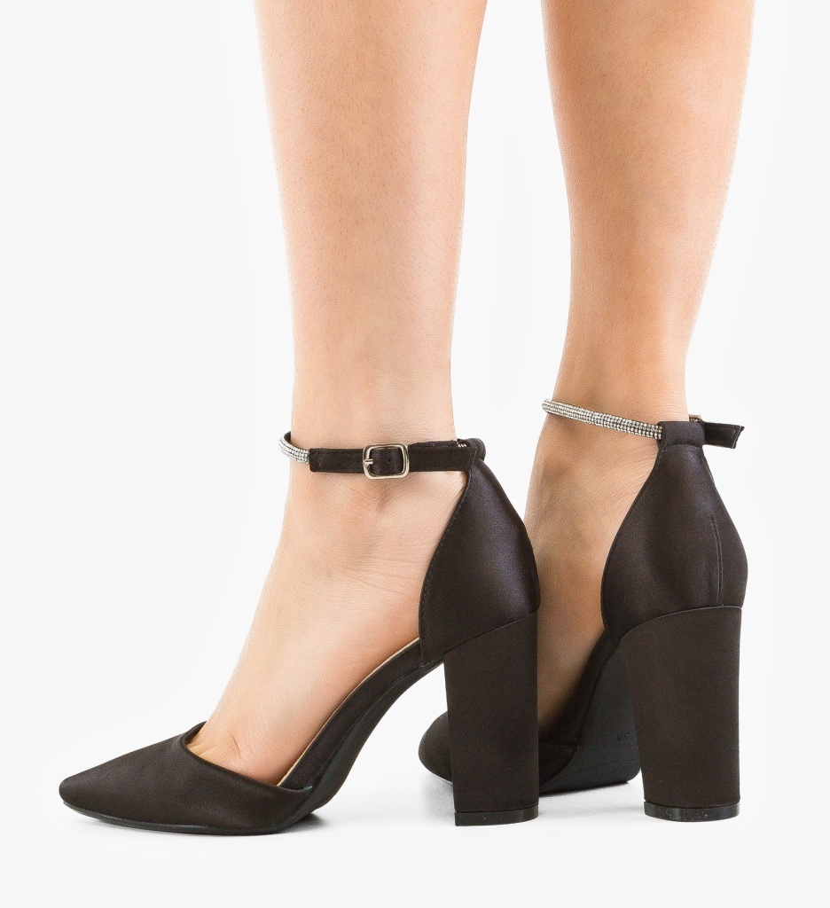 Pantofi dama cu toc Rose Negri Eleganți - imagine 2