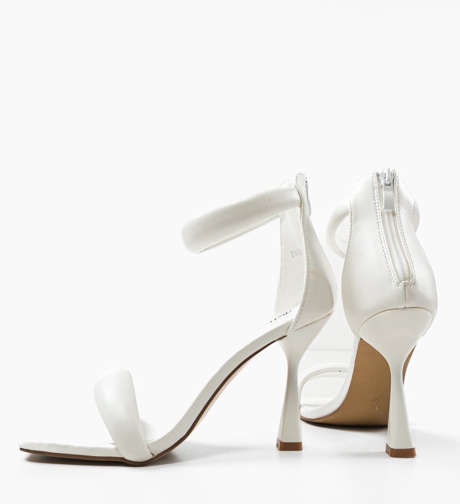 Sandale Crocett Albe cu Toc - Eleganță Pură - imagine 10