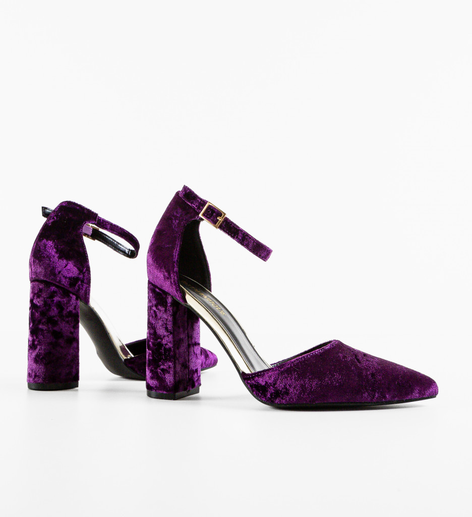 Pantofi dama Ioan Mov cu toc elegant - imagine 6