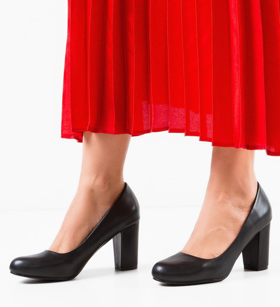 Pantofi Ursen Negri cu Toc Eleganți - imagine 2