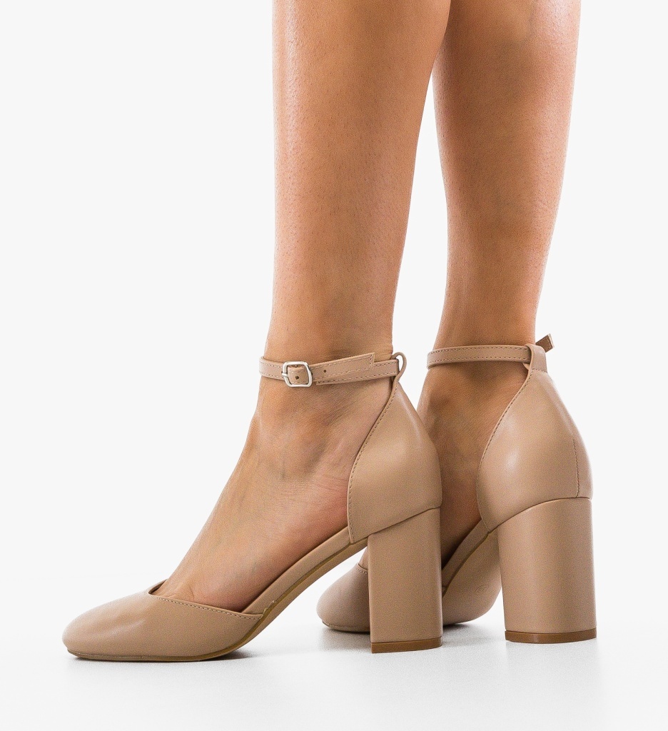Pantofi Dama Mer Nude Eleganți cu Toc - imagine 5