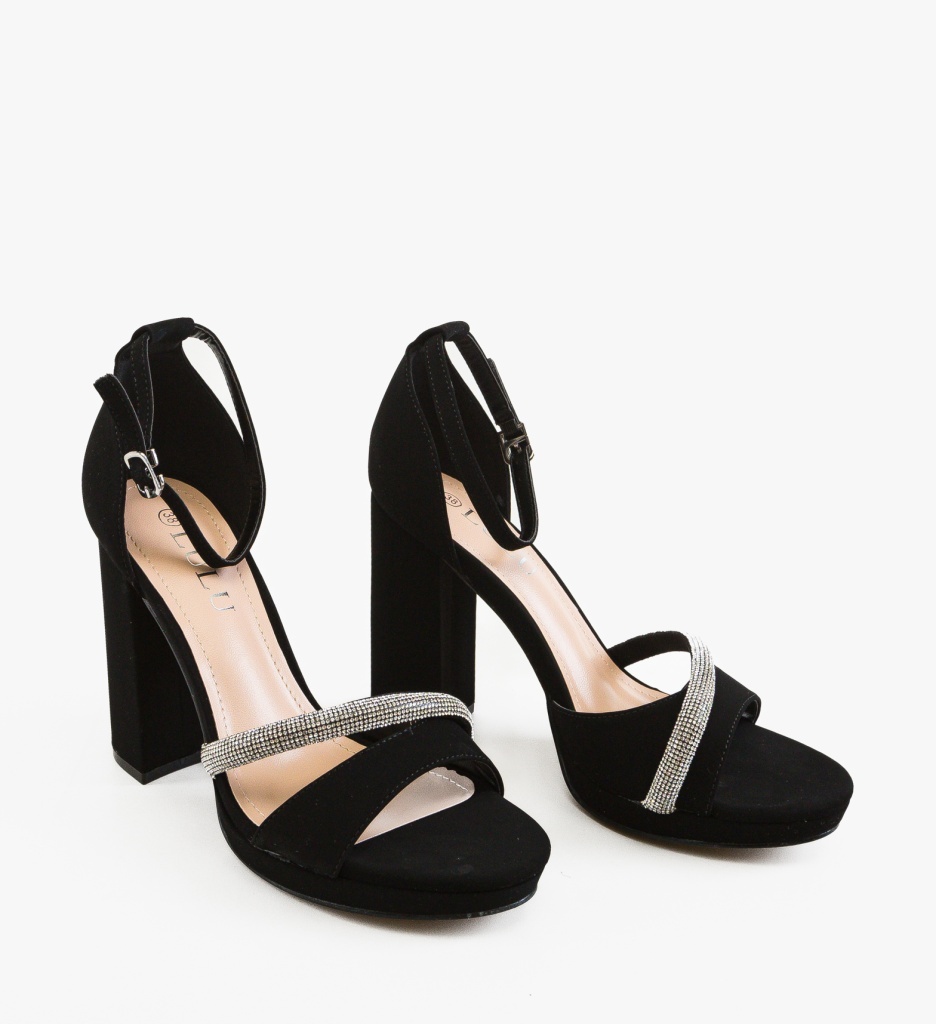 Sandale cu toc Rutyna Negre Elegante - imagine 3