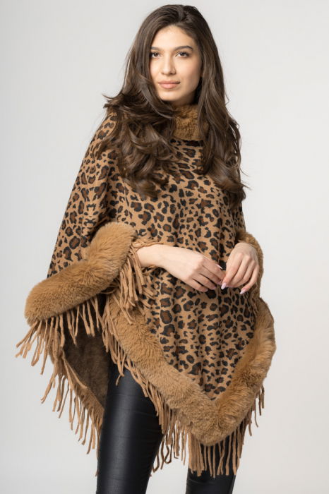 Poncho Animal Print Camel Shopika | Taliere Mari
