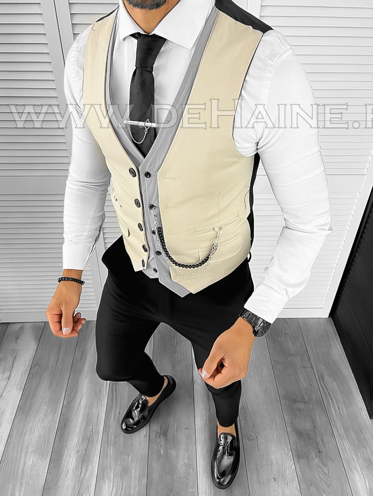 Vesta Slim Fit Barbati Bej | Eleganță Versatilă