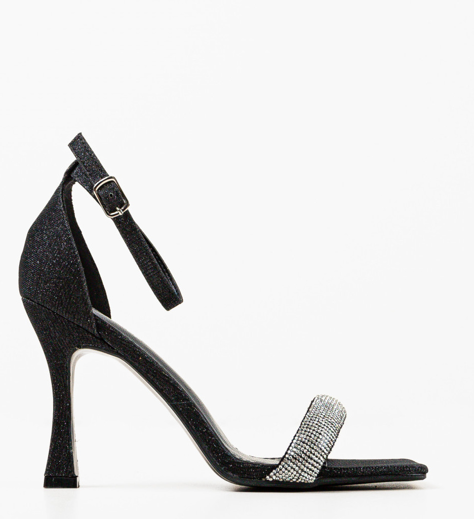 Sandale Nigella Negre cu Toc Elegant - imagine 4