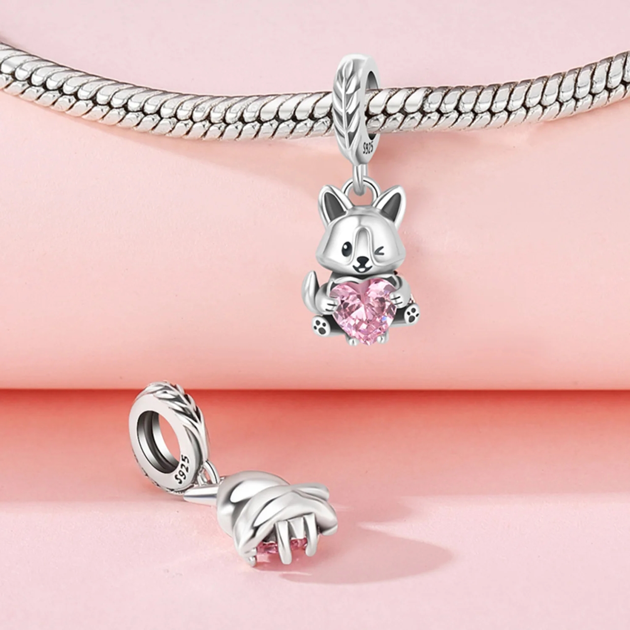 Charm Pisica Argint Delis - Eleganta Pură - imagine 2