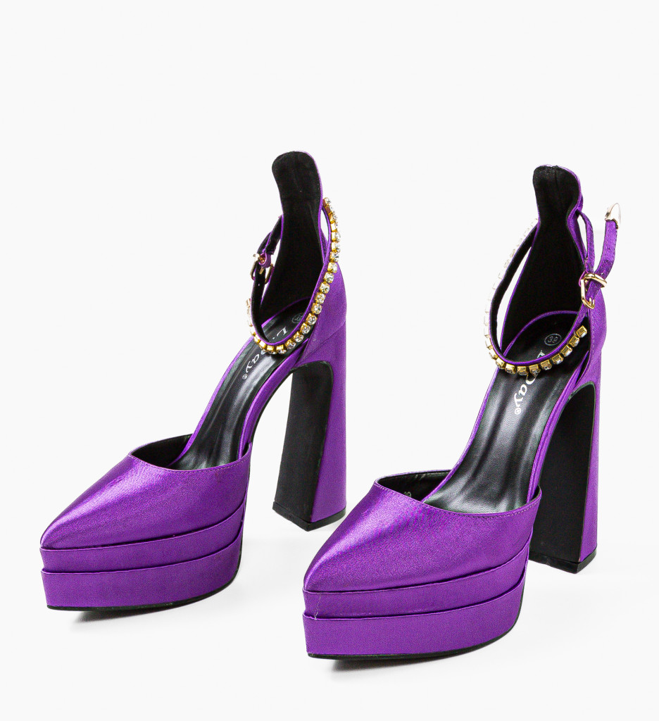 Pantofi dama Leydey Mov cu toc elegant - imagine 11