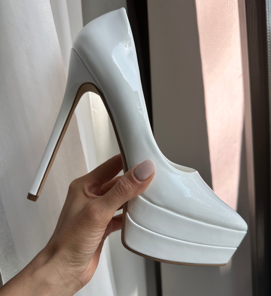 Pantofi Heath Albi Eleganți cu Toc - imagine 3