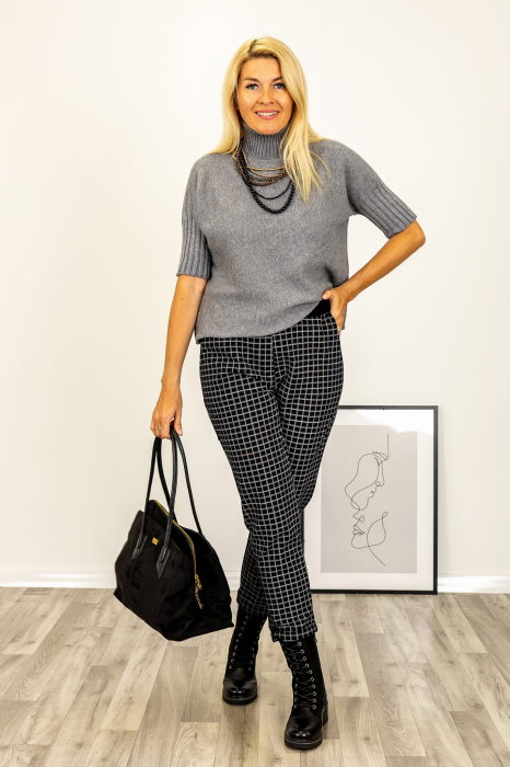 Pulover Shopika Vascoza Gri Guler Inalt