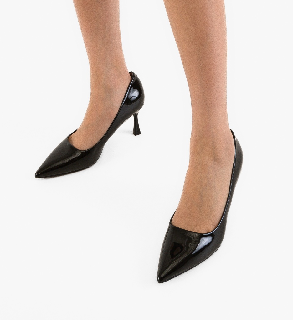 Pantofi Dover Negri Eleganți cu Toc - imagine 3