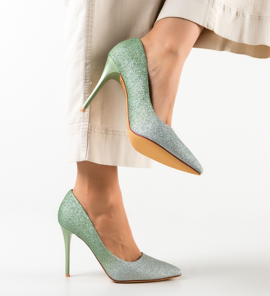 Pantofi Marks Verzi cu Toc Eleganți - imagine 3