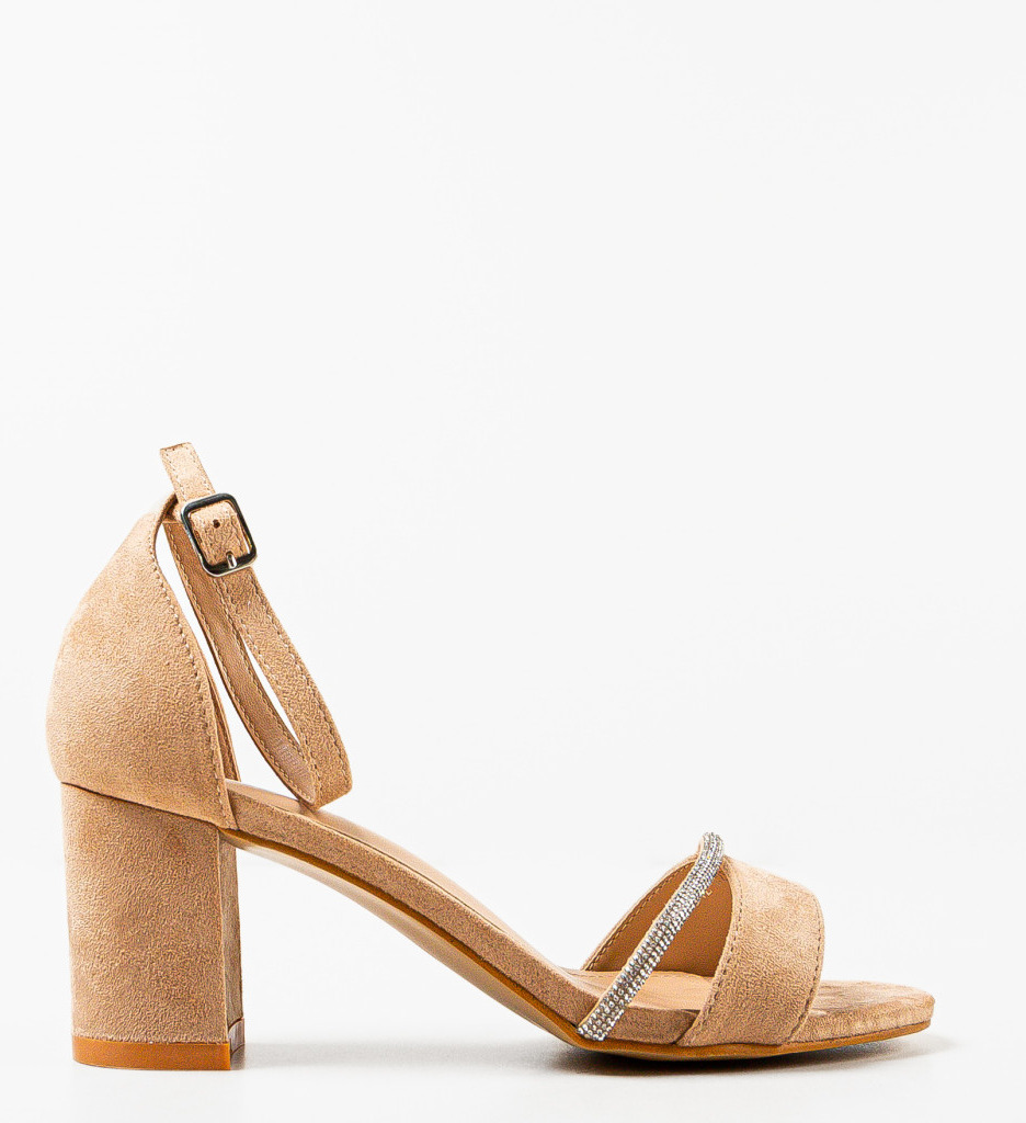Sandale Dama Kinewa Bej cu Toc Elegant - imagine 4