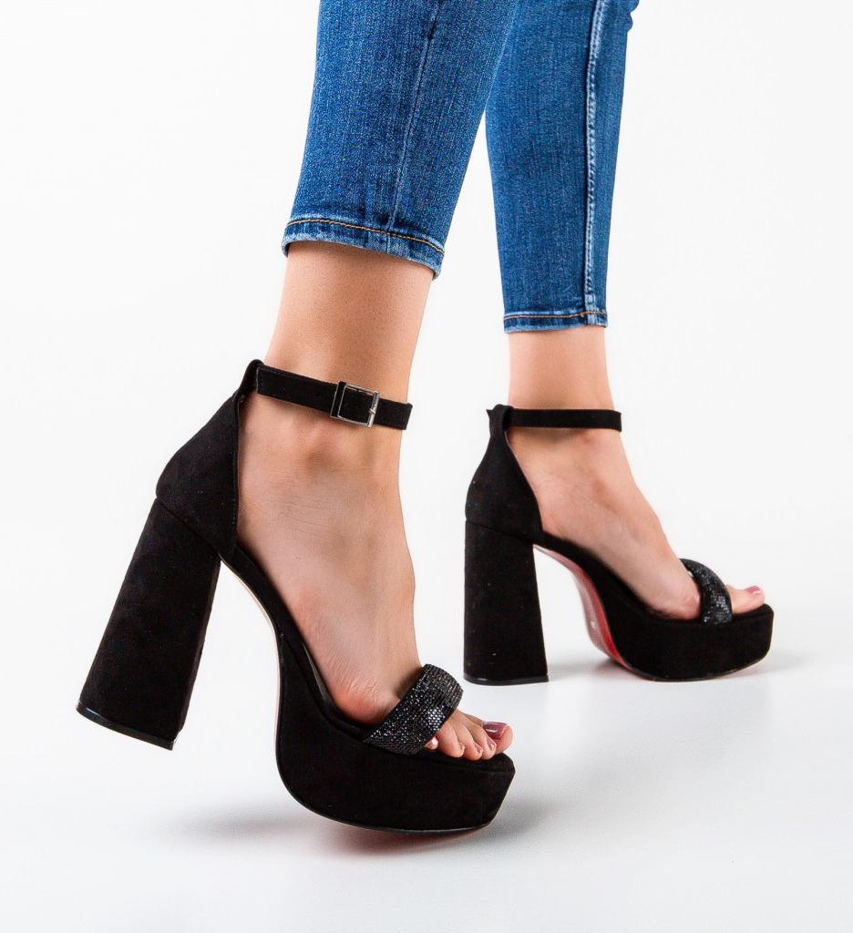 Sandale Gabama Negre Elegante cu Toc - imagine 2