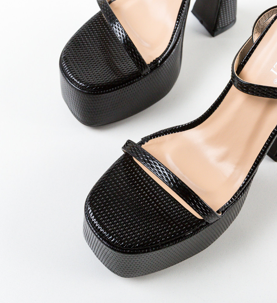 Sandale dama Fabol Negre cu toc elegant - imagine 7