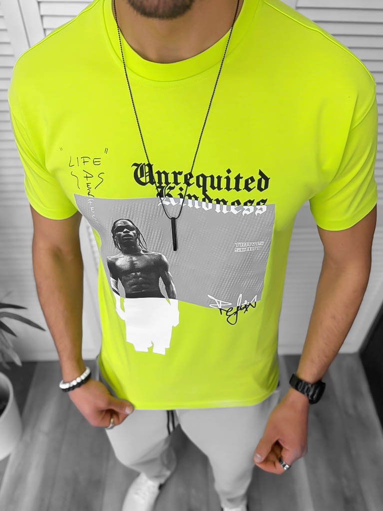 Tricou Barbati Neon Galben Slim | Fashion