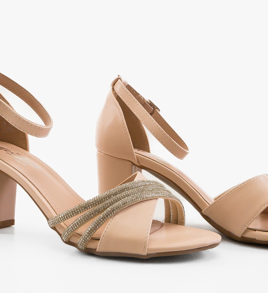 Sandale Toc Hamen Bej Elegante - imagine 5