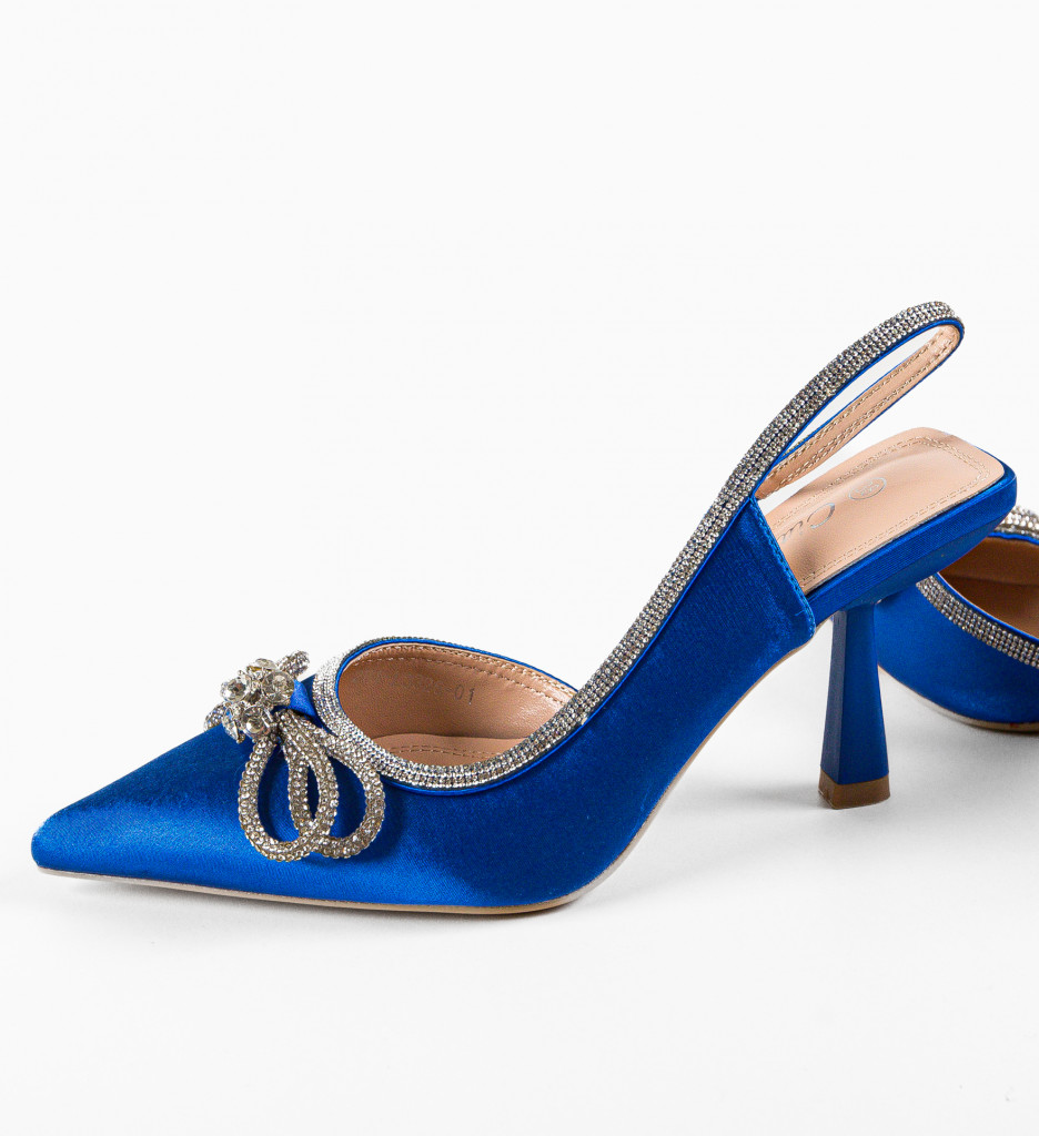 Pantofi Dama Maish Albastri cu Toc Elegant - imagine 6