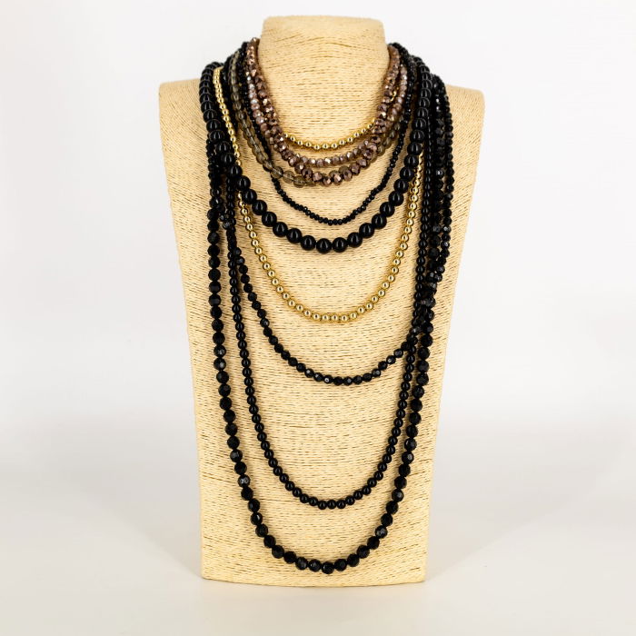 Colier Multisir Negru-Auriu Shopika - Eleganță