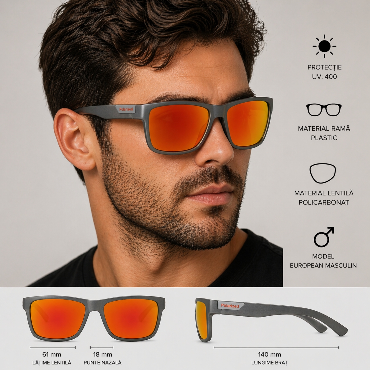 Ochelari Soare Picadili SG026 Gri UV400 - imagine 4