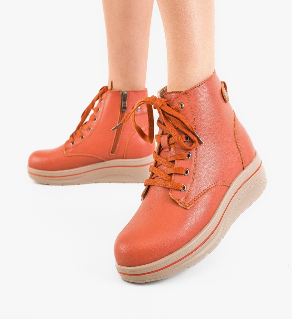 Pantofi Casual Lakiob Portocalii cu Design Unic - imagine 4
