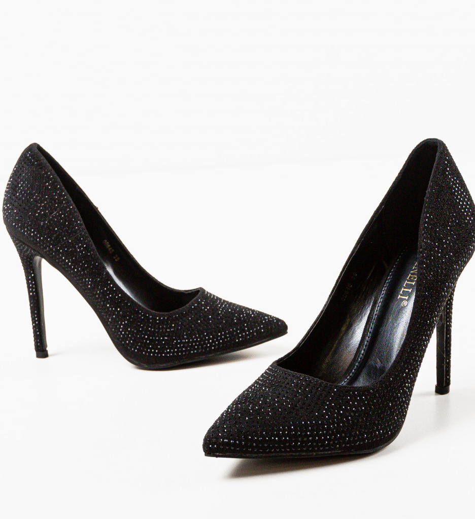 Pantofi Eleganti cu Toc Geanyt Negri