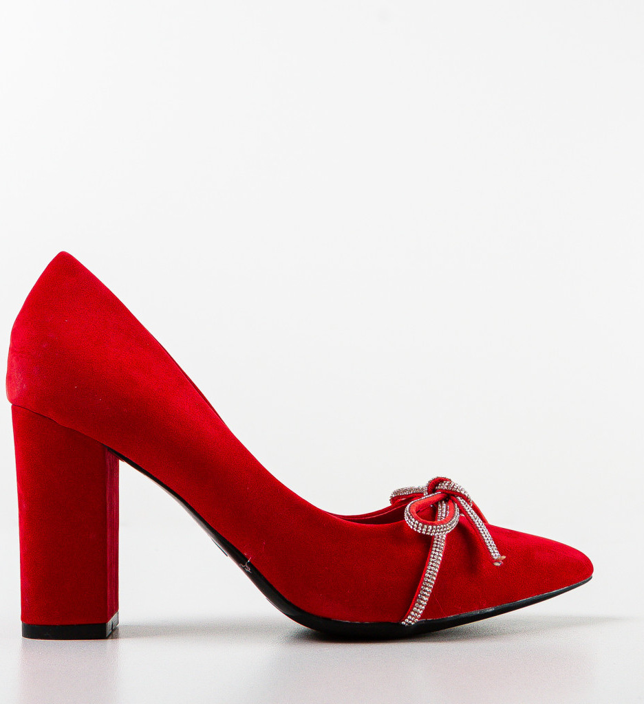 Pantofi Nieve Rosii Eleganți cu Toc - imagine 5