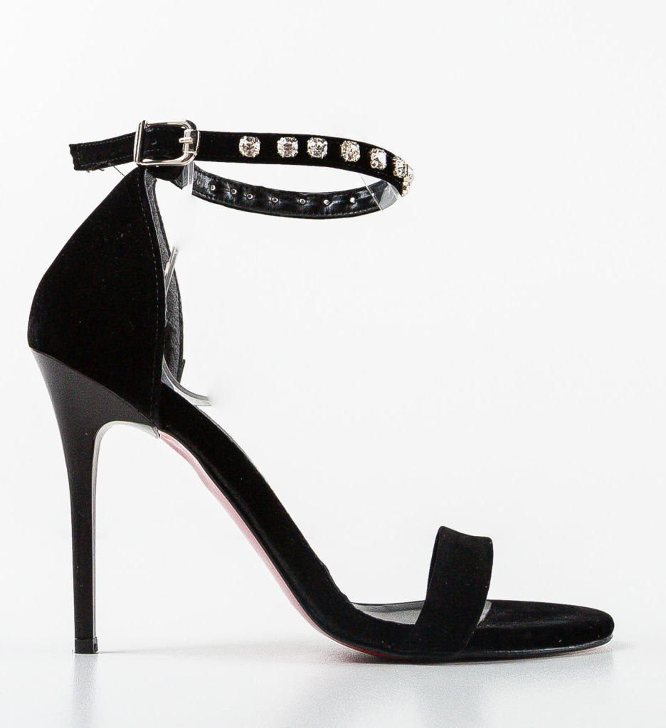 Sandale Reanta Negre cu Toc Elegante - imagine 4