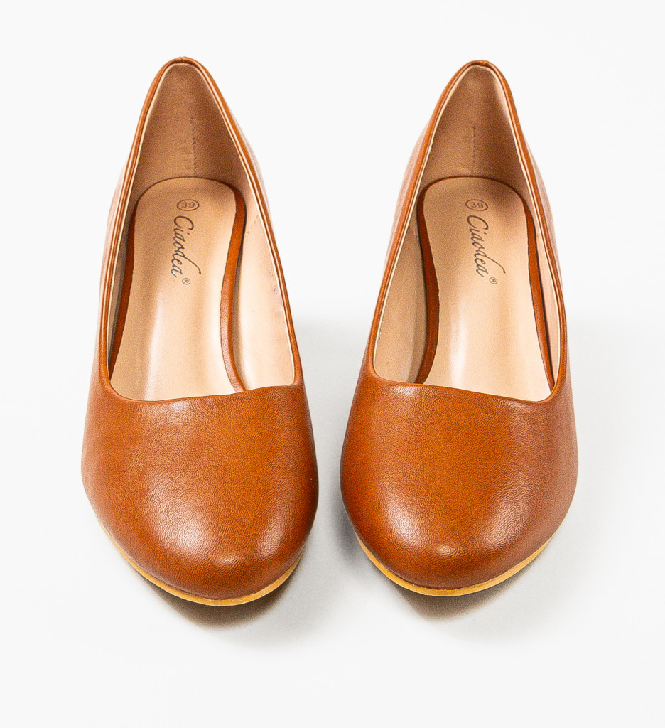 Pantofi dama Cobb Camel cu toc elegant - imagine 10