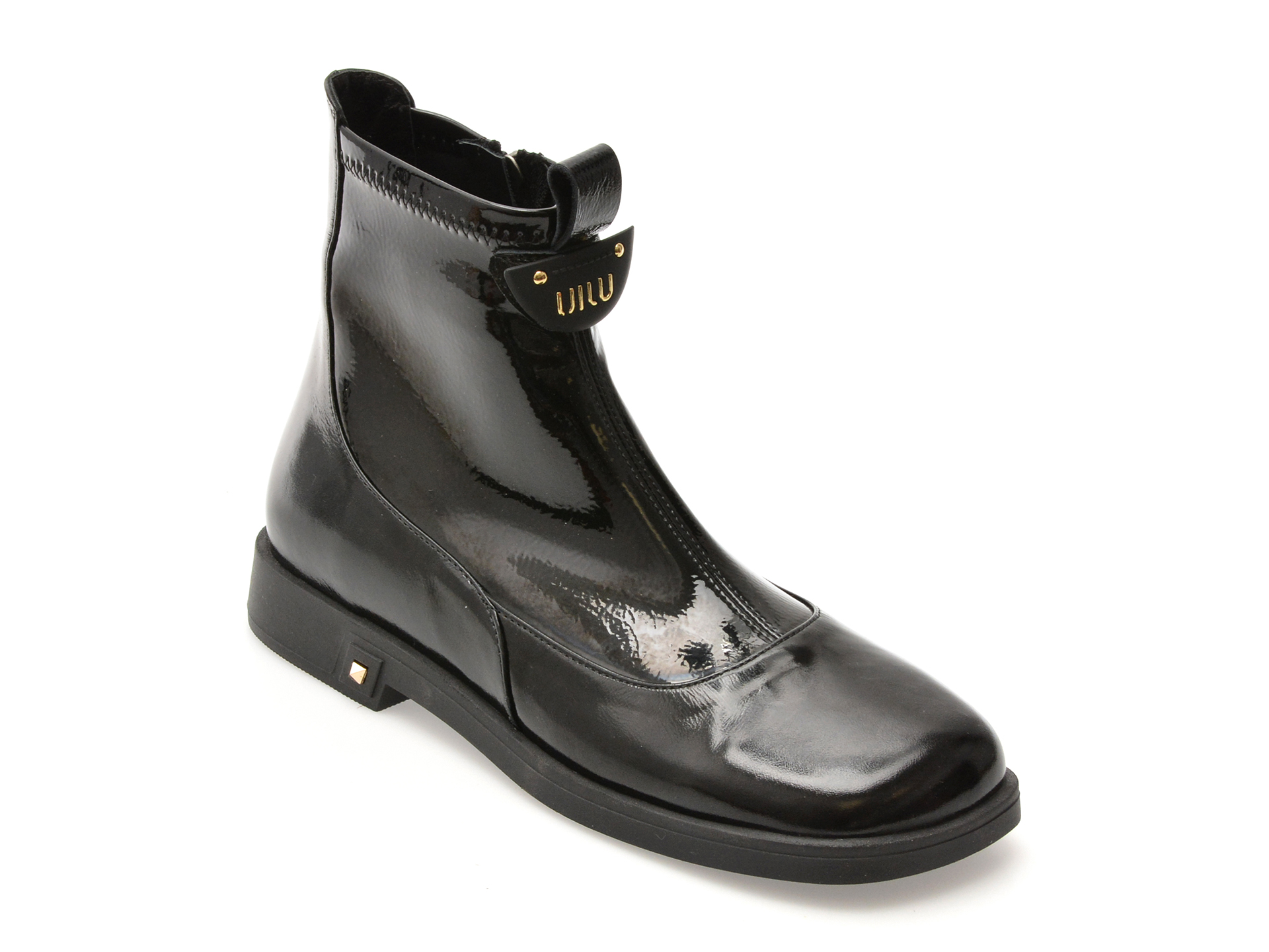 Ghete IMAGE Negre din Piele Lacuită - Eleganță și Stil