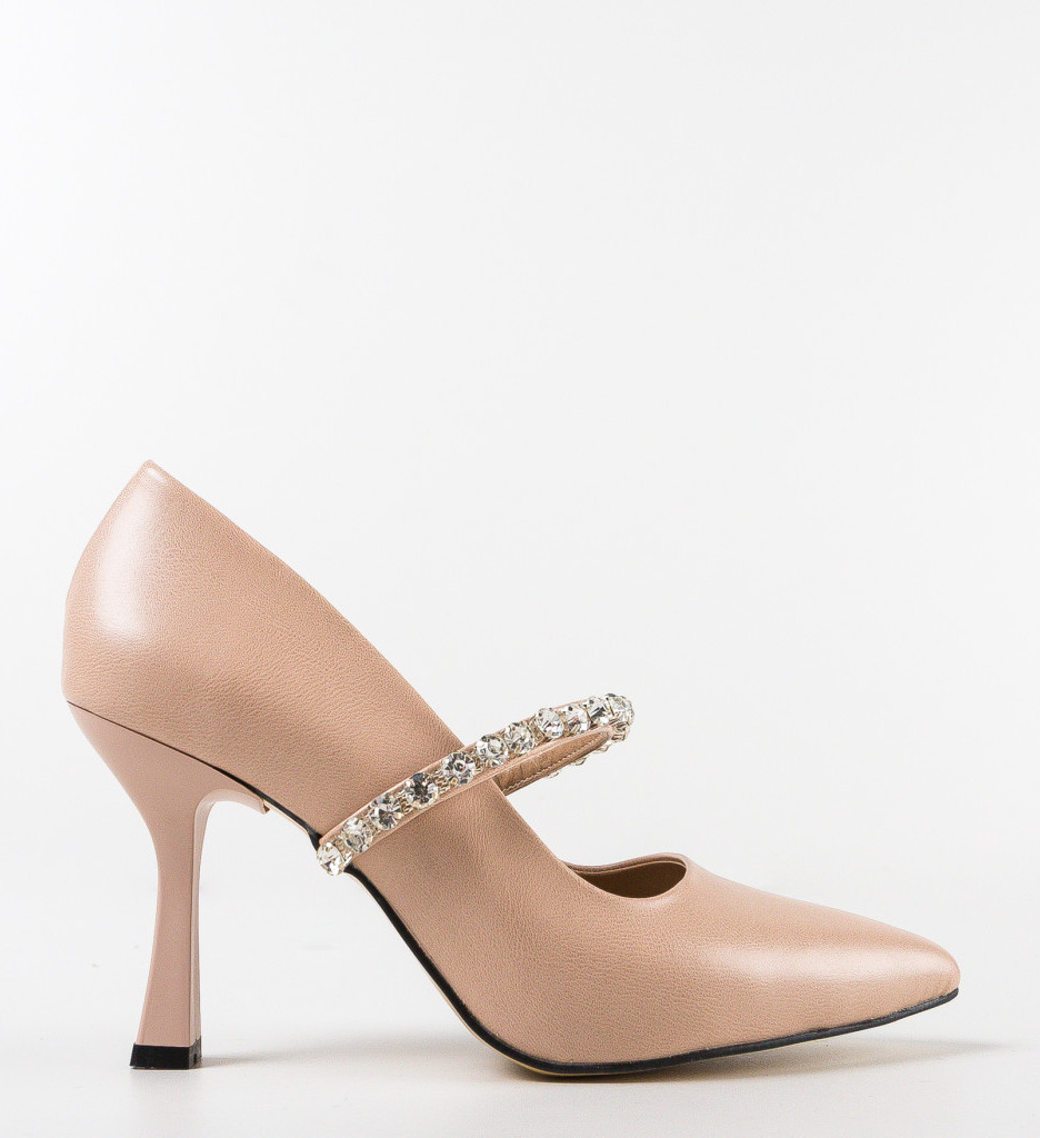 Pantofi Gaviro Bej Eleganți cu Toc - imagine 4
