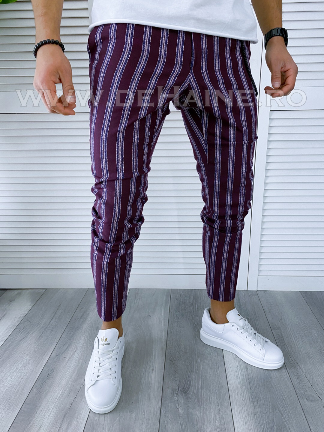 Pantaloni Casual Bumbac 100% Violet Regular Fit