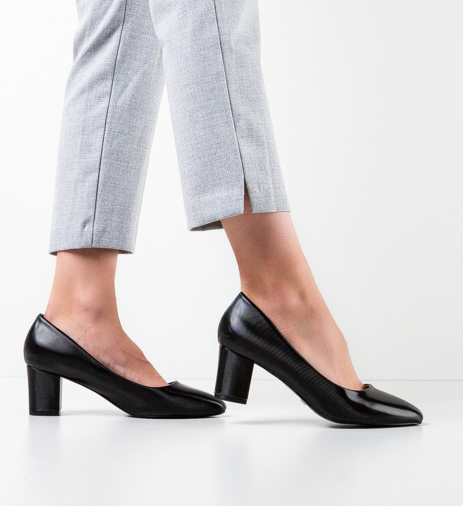 Pantofi Eleganti Bone Negri | Toc Subtire - imagine 3